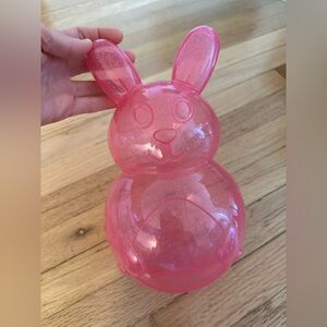 Pink Glitter Plastic Bunny Container